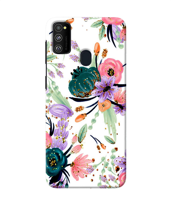 Abstract Flowers Print Samsung M21 Back Cover
