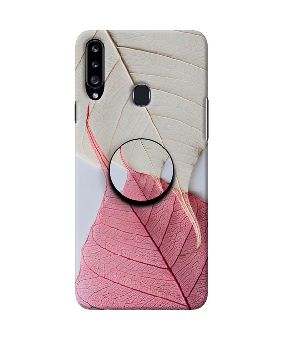 White Pink Leaf Samsung A20s Pop Case