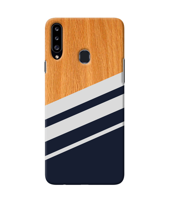Black And White Wooden Samsung A20s Back Cover