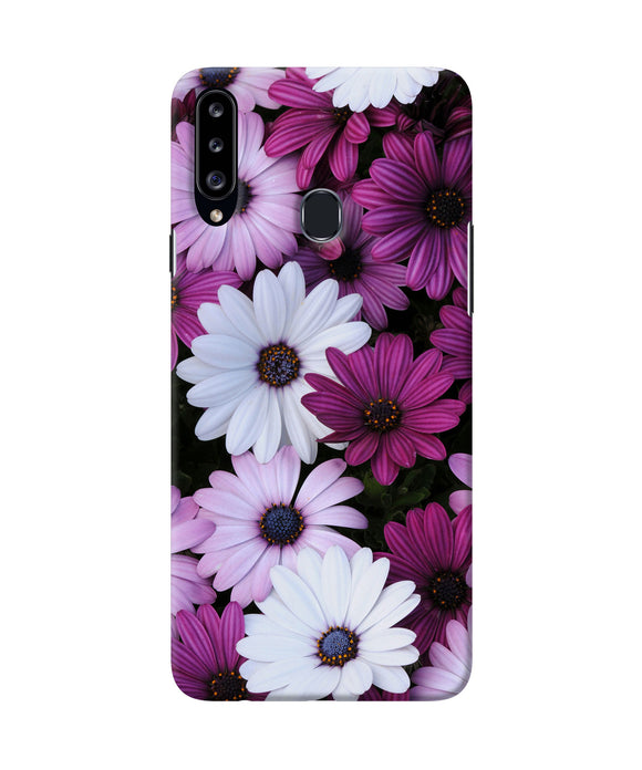White Violet Flowers Samsung A20s Back Cover
