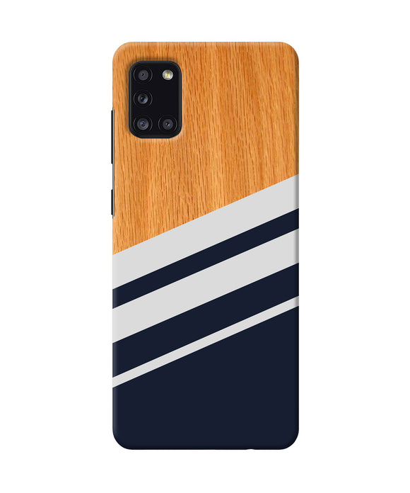 Black And White Wooden Samsung A31 Back Cover