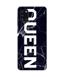 Queen Marble Text Samsung A31 Back Cover