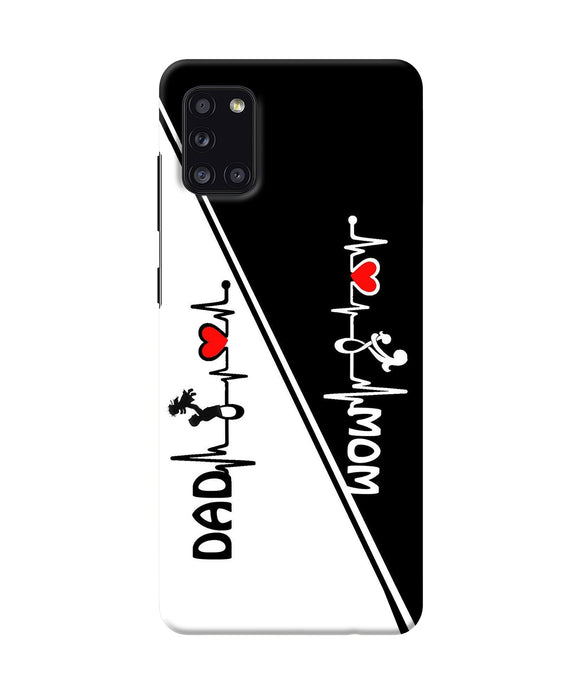 Mom Dad Heart Line Black And White Samsung A31 Back Cover