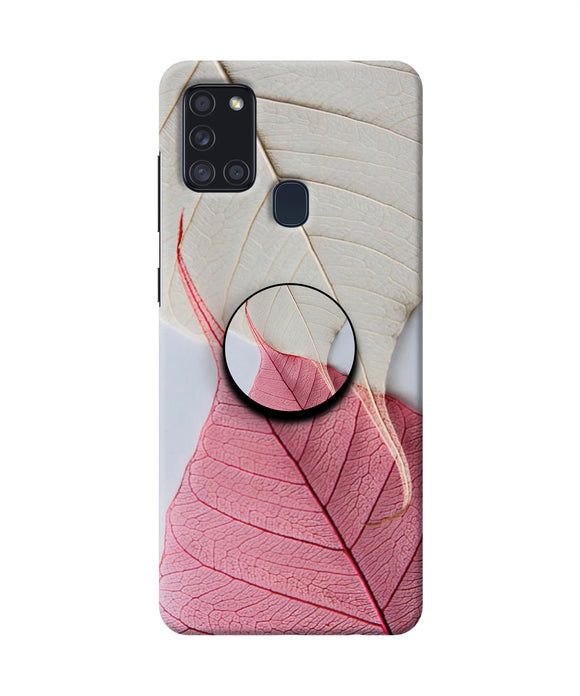 White Pink Leaf Samsung A21s Pop Case