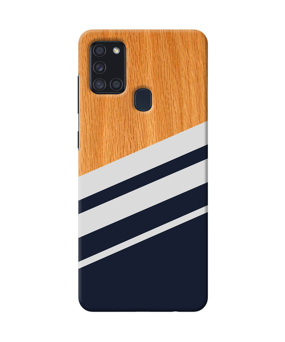 Black And White Wooden Samsung A21s Back Cover