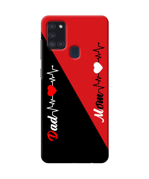 Mom Dad Heart Line Samsung A21s Back Cover