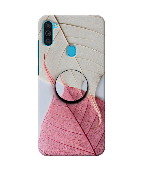 White Pink Leaf Samsung M11 Pop Case