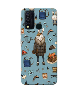 Canvas Rabbit Print Vivo Y30 / Y50 Back Cover