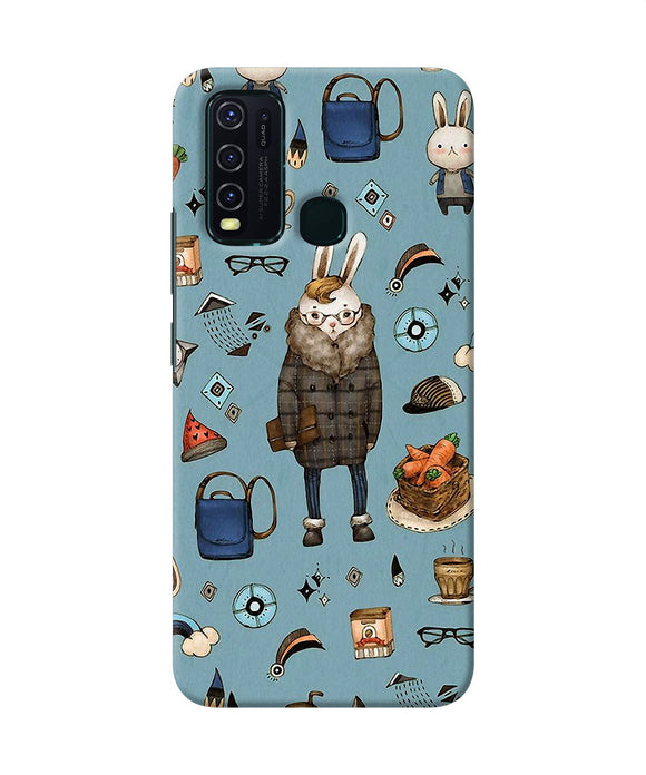 Canvas Rabbit Print Vivo Y30 / Y50 Back Cover