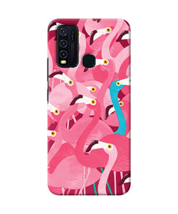 Abstract Sheer Bird Pink Print Vivo Y30 / Y50 Back Cover