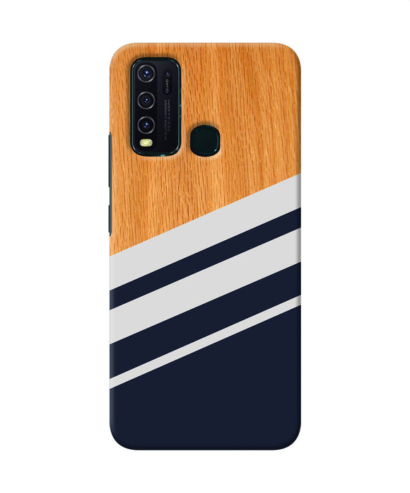 Black And White Wooden Vivo Y30 / Y50 Back Cover