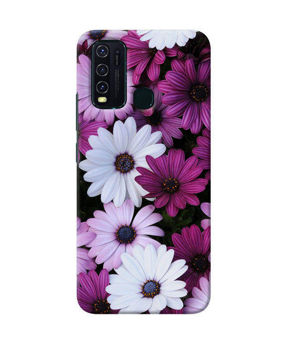 White Violet Flowers Vivo Y30 / Y50 Back Cover