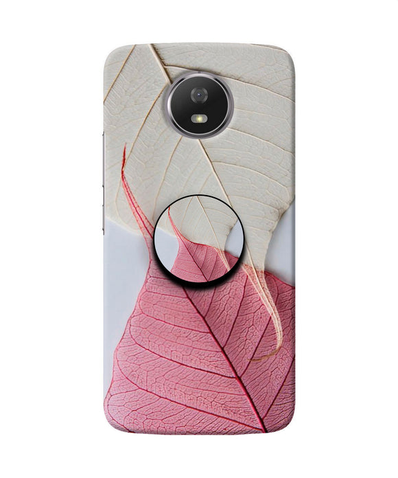 White Pink Leaf Moto G5S Pop Case