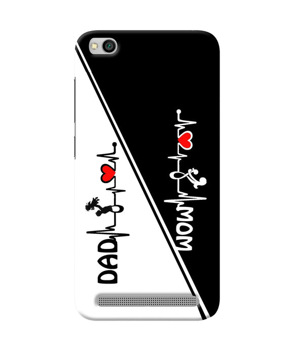Mom Dad Heart Line Black And White Redmi 5a Back Cover