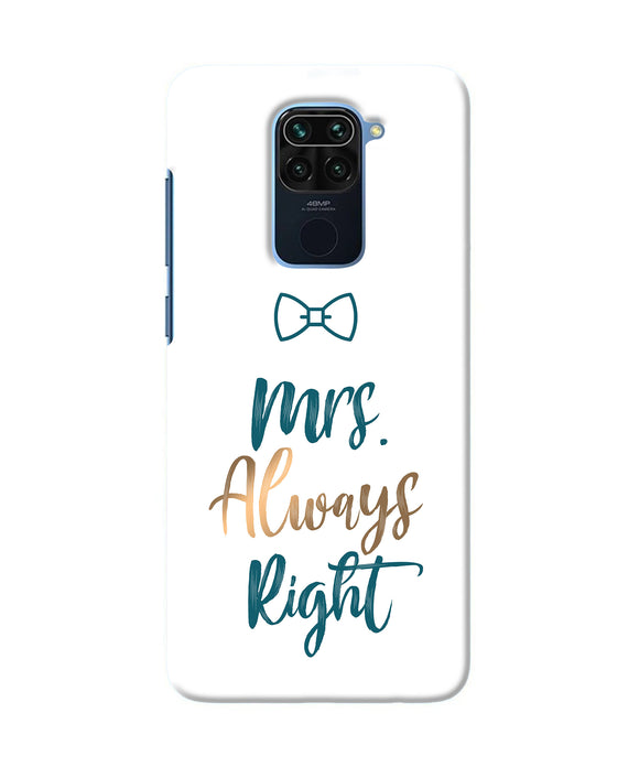 Mrs Always Right Redmi Note 9 Back Cover