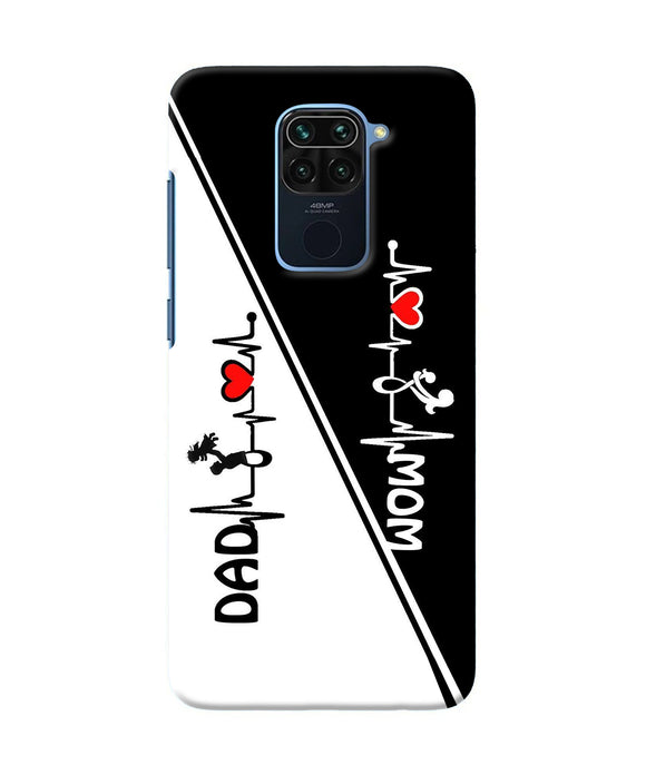 Mom Dad Heart Line Black And White Redmi Note 9 Back Cover