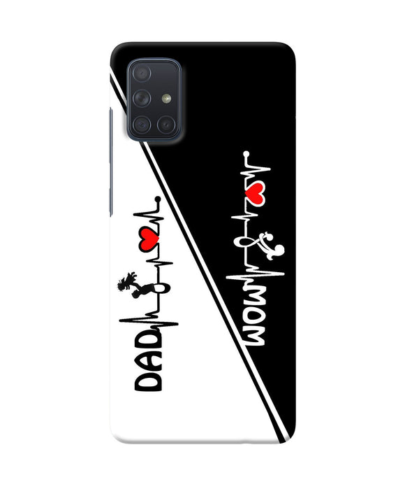 Mom Dad Heart Line Black And White Samsung A71 Back Cover