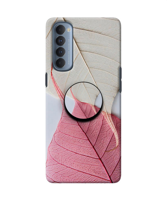 White Pink Leaf Oppo Reno4 Pro Pop Case