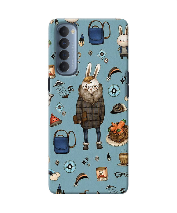Canvas Rabbit Print Oppo Reno4 Pro Back Cover