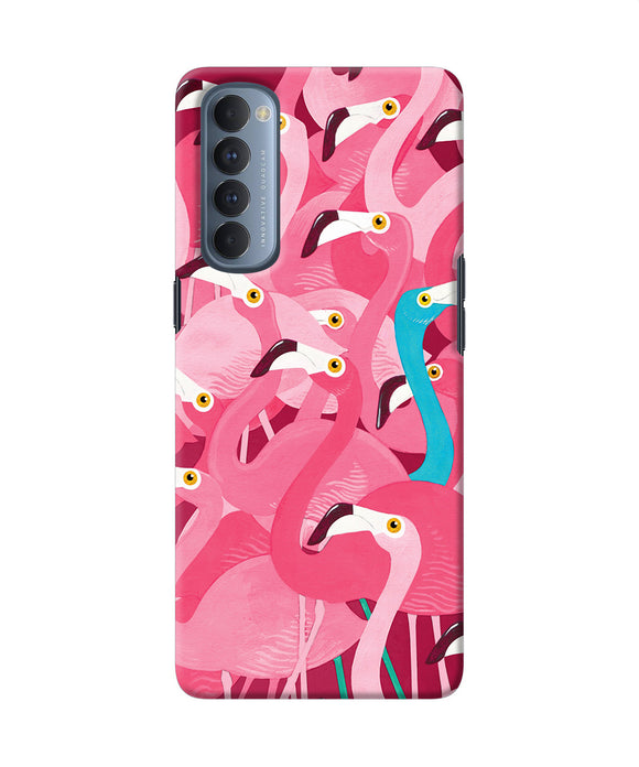 Abstract Sheer Bird Pink Print Oppo Reno4 Pro Back Cover