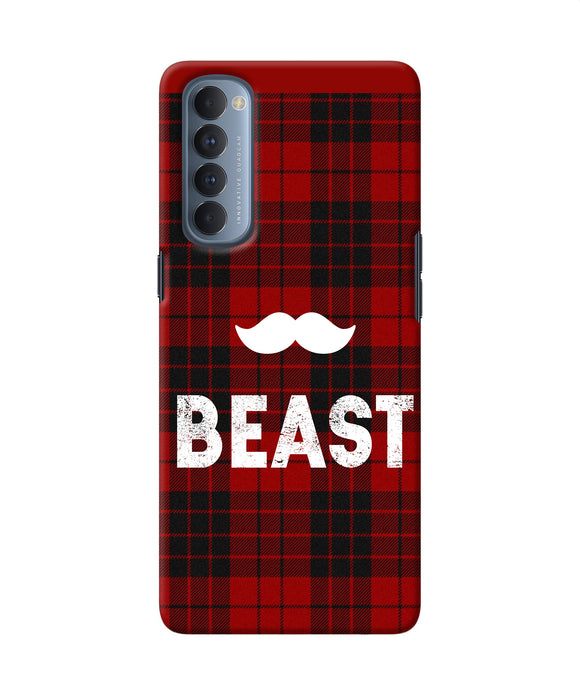 Beast Red Square Oppo Reno4 Pro Back Cover