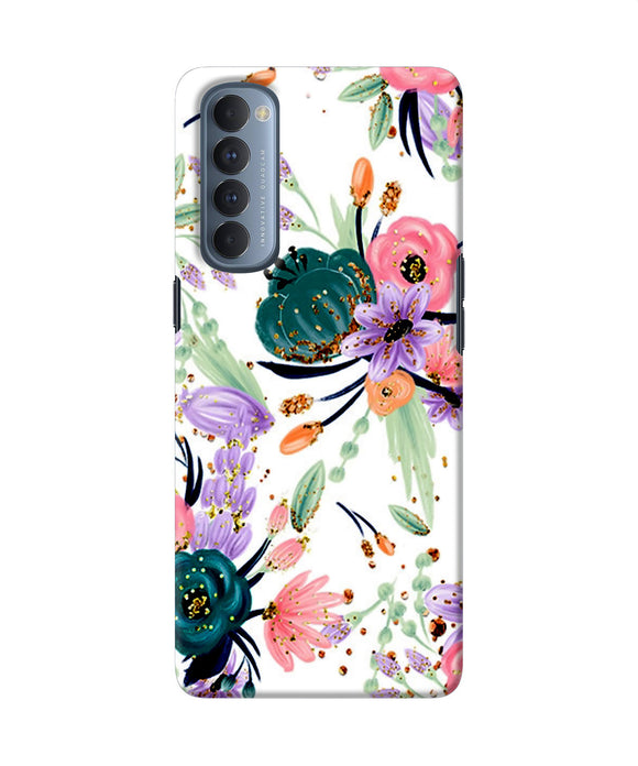 Abstract Flowers Print Oppo Reno4 Pro Back Cover