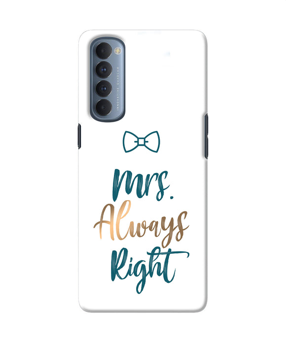 Mrs Always Right Oppo Reno4 Pro Back Cover