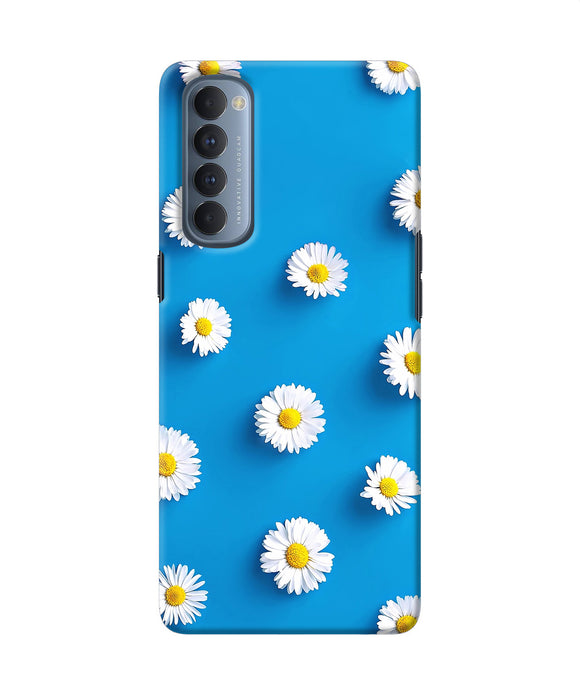 White Flowers Oppo Reno4 Pro Back Cover