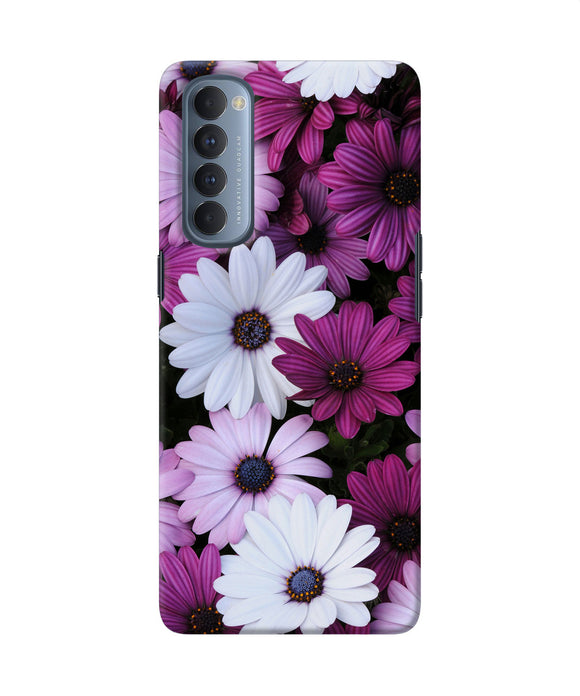White Violet Flowers Oppo Reno4 Pro Back Cover
