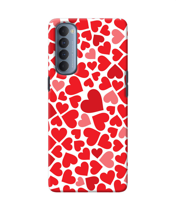 Red Heart Canvas Print Oppo Reno4 Pro Back Cover