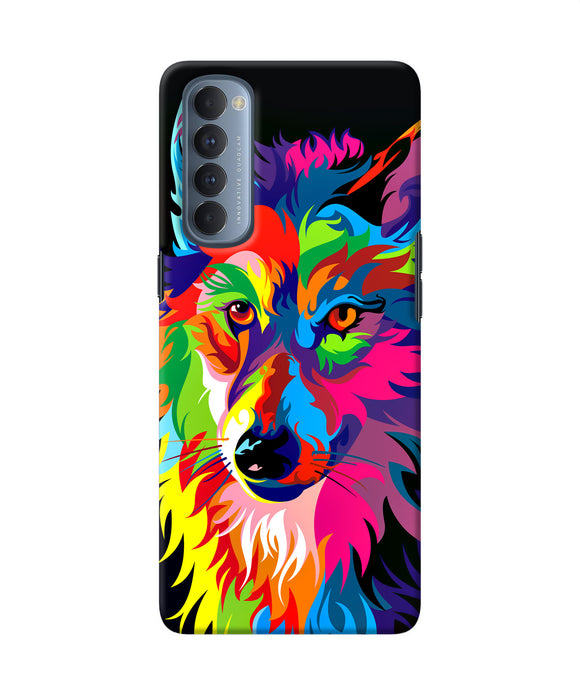 Colorful Wolf Sketch Oppo Reno4 Pro Back Cover