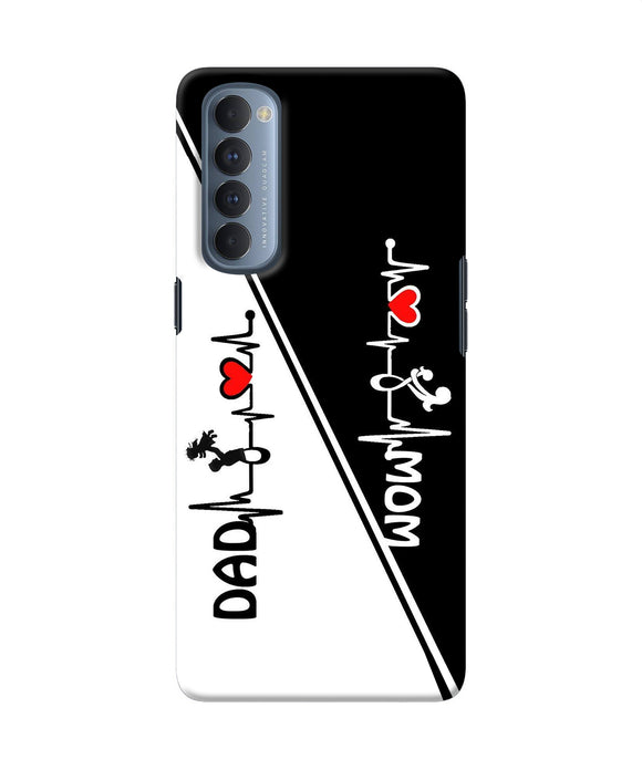 Mom Dad Heart Line Black And White Oppo Reno4 Pro Back Cover