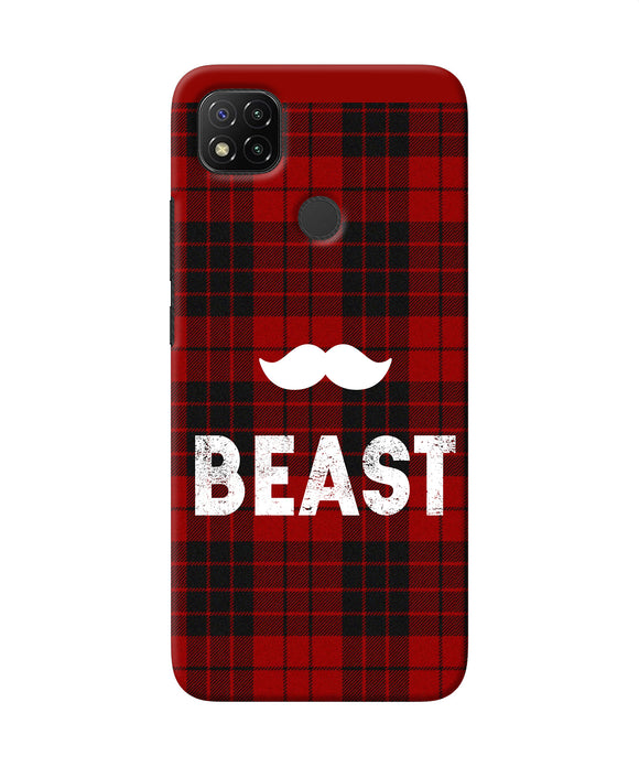 Beast Red Square Redmi 9 Back Cover