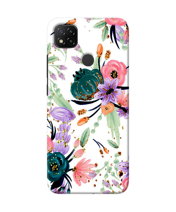 Abstract Flowers Print Redmi 9 Back Cover