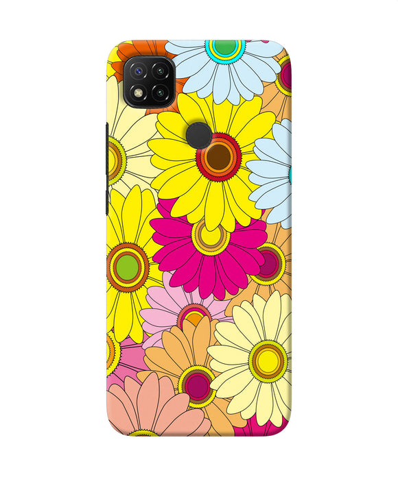 Abstract Colorful Flowers Redmi 9 Back Cover