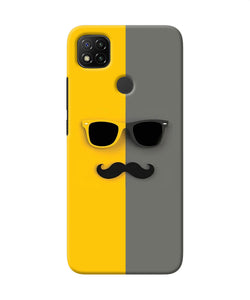 Mustache Glass Redmi 9 Back Cover