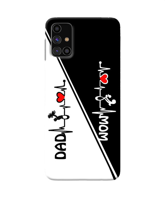 Mom Dad Heart Line Black And White Samsung M31s Back Cover