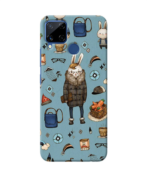 Canvas Rabbit Print Realme C15 Back Cover