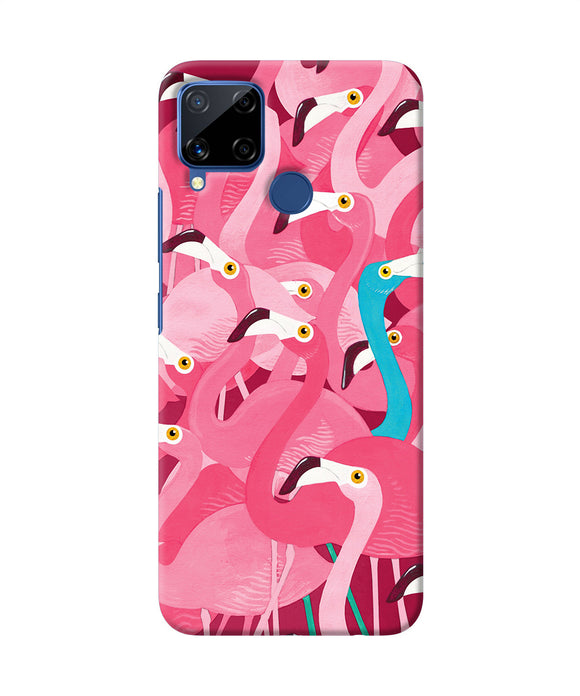 Abstract Sheer Bird Pink Print Realme C15 Back Cover