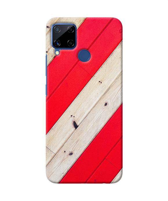 Abstract Red Brown Wooden Realme C15 Back Cover