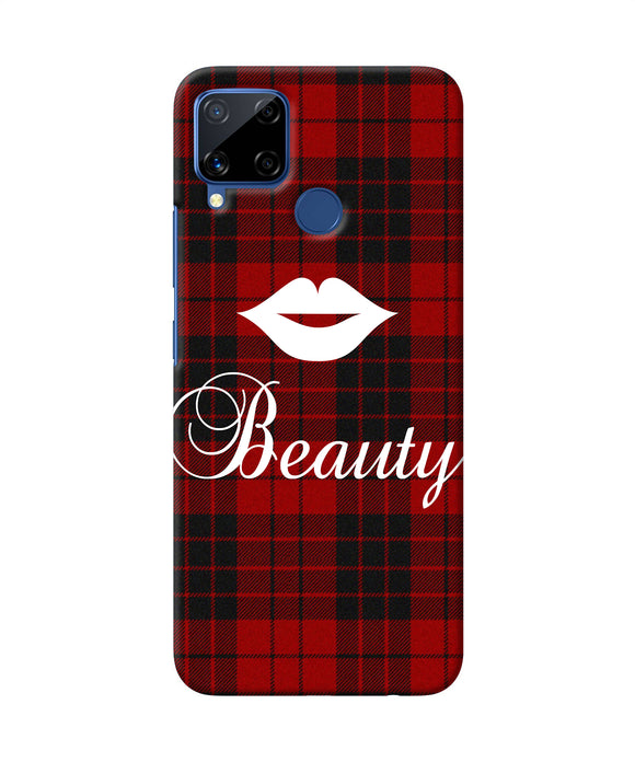 Beauty Red Square Realme C15 Back Cover
