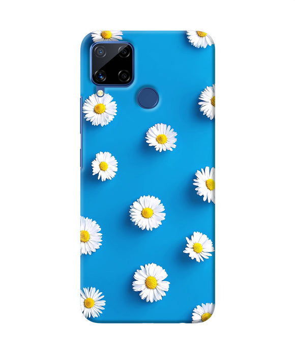 White Flowers Realme C15 Back Cover