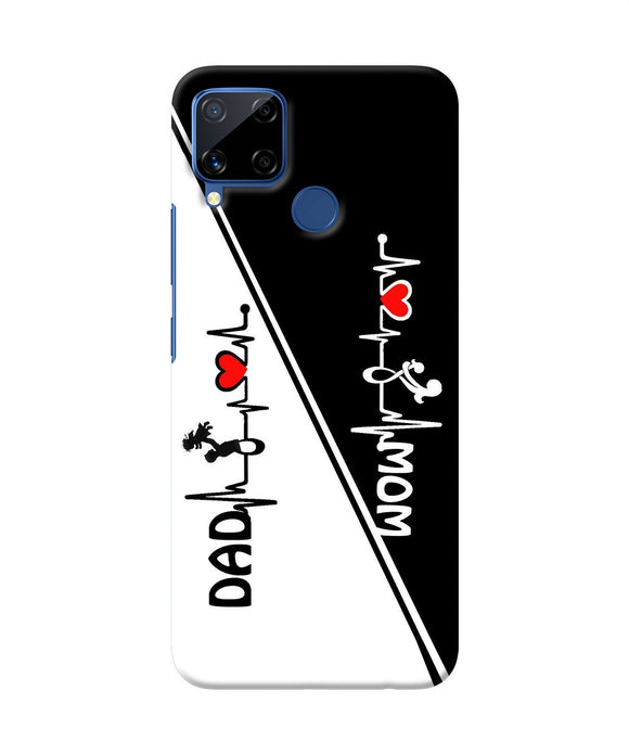 Mom Dad Heart Line Black And White Realme C15 Back Cover
