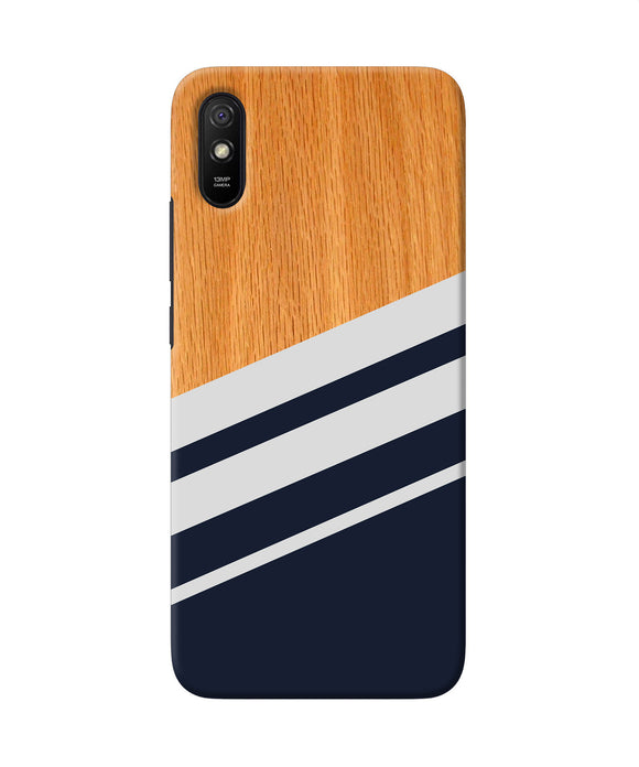 Black And White Wooden Redmi 9a / 9i Back Cover