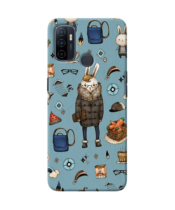 Canvas Rabbit Print Oppo A53 2020 Back Cover
