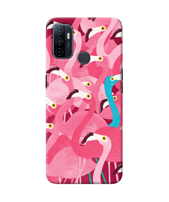 Abstract Sheer Bird Pink Print Oppo A53 2020 Back Cover
