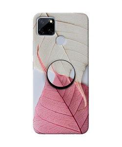 White Pink Leaf Realme C12/Narzo 20 Pop Case