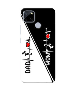 Mom Dad Heart Line Black And White Realme C12 / Narzo 20 Back Cover