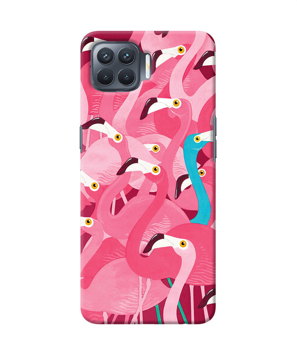 Abstract Sheer Bird Pink Print Oppo F17 Pro Back Cover