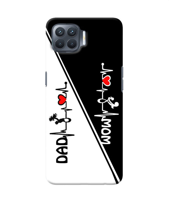 Mom Dad Heart Line Black And White Oppo F17 Pro Back Cover